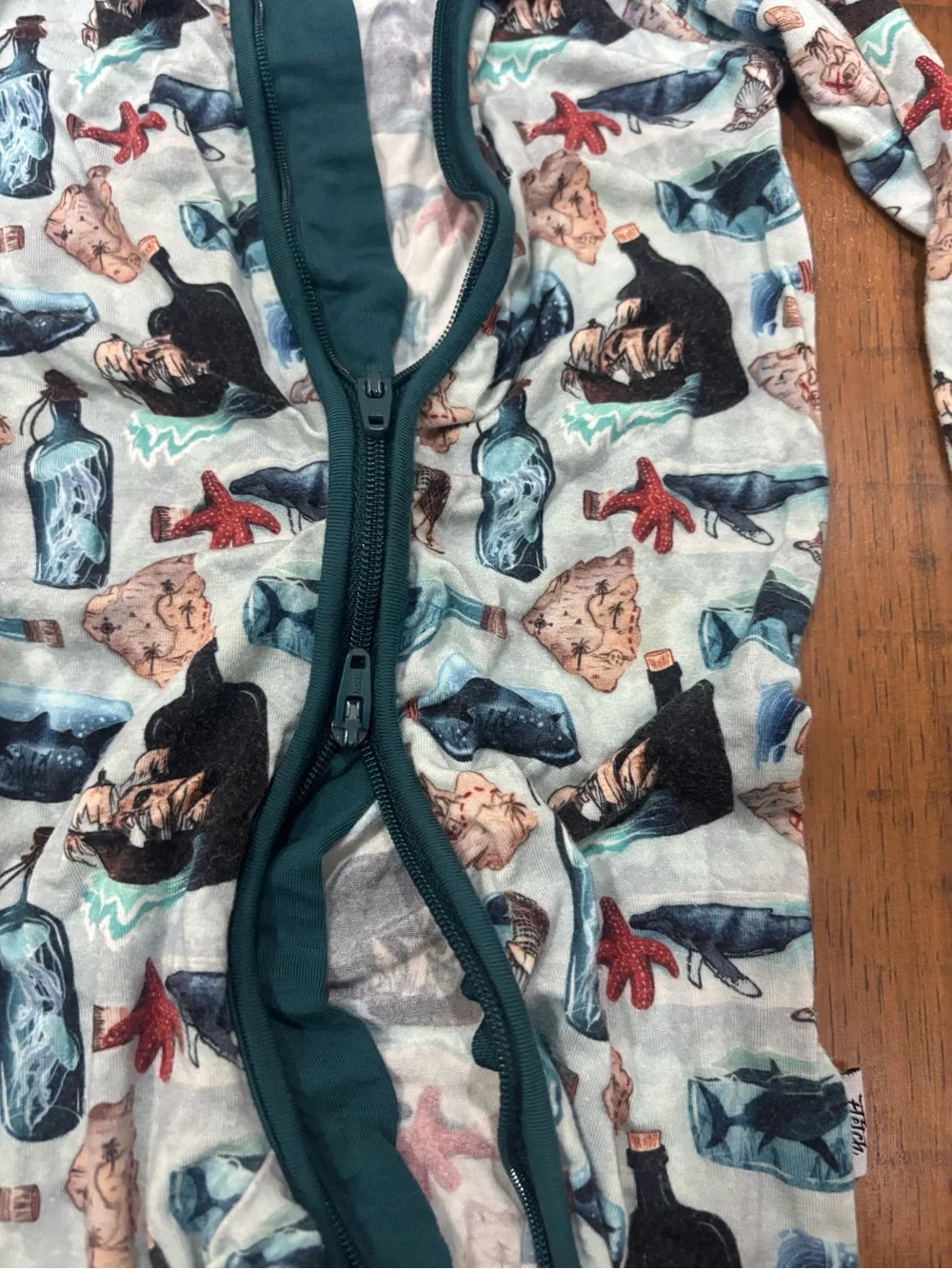 Fletch Pirate Ship Ocean Shark Bamboo Footie Snoozer Pajamas 12-18 Months
